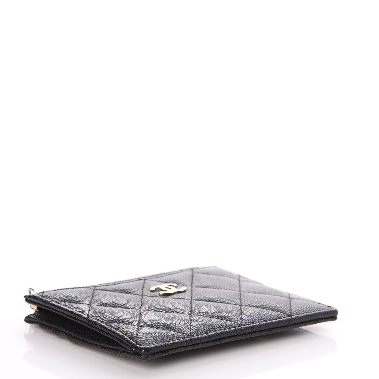 Caviar Quilted CC Zip Card Holder Black