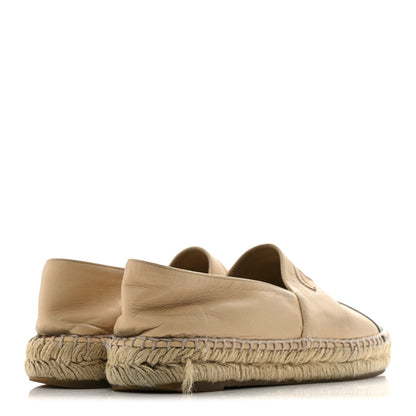 Chanel Lambskin CC Espadrilles 37 Beige Black 5 of 14
