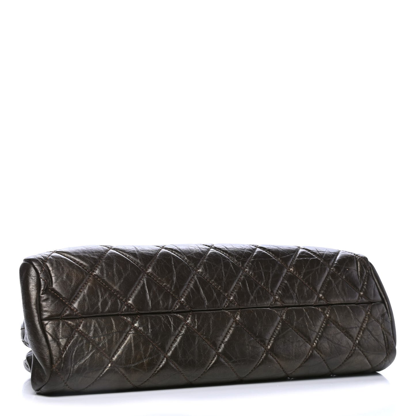 Aged Calfskin Quilted Medium Just Mademoiselle Bowling Bag Brown