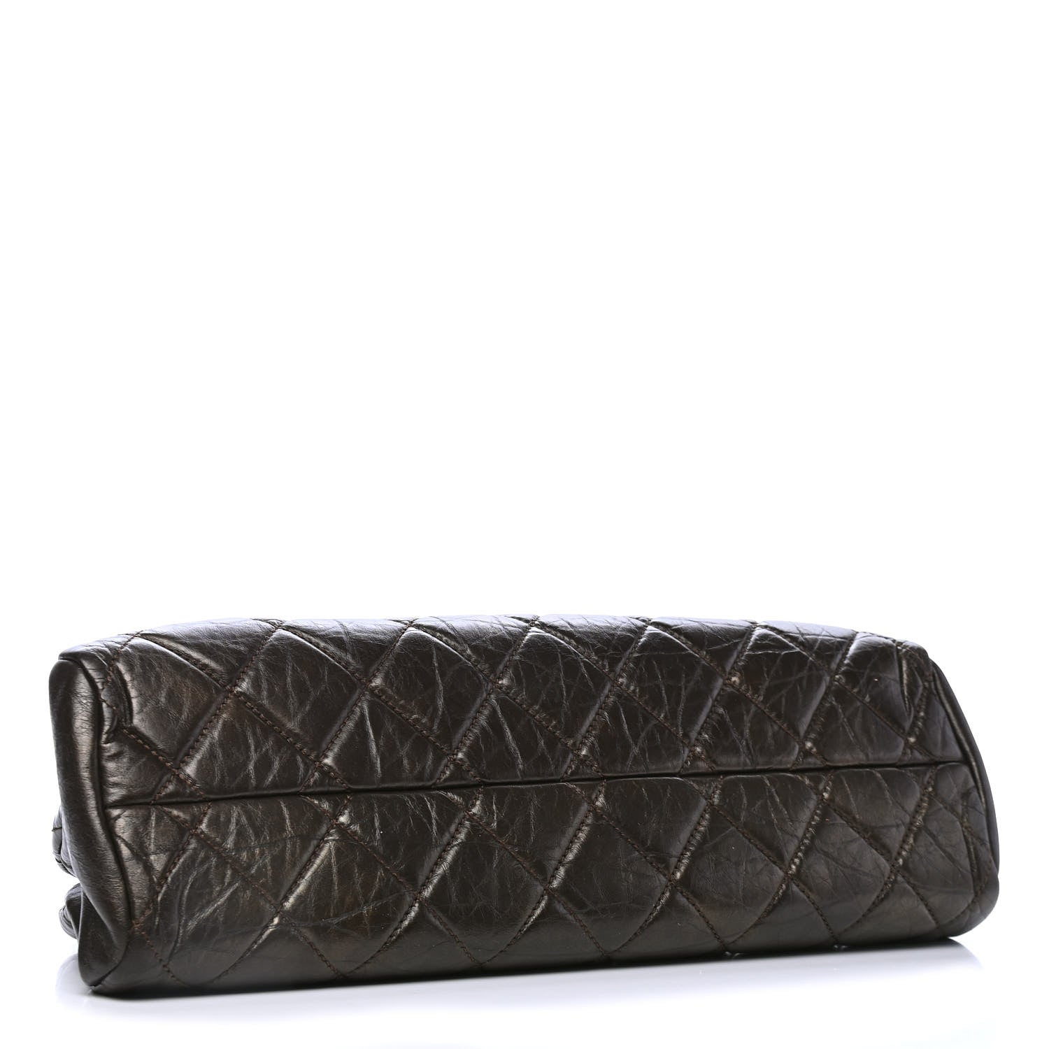 Chanel Aged Calfskin Quilted Medium Just Mademoiselle Bowling Bag Brown 3 of 5