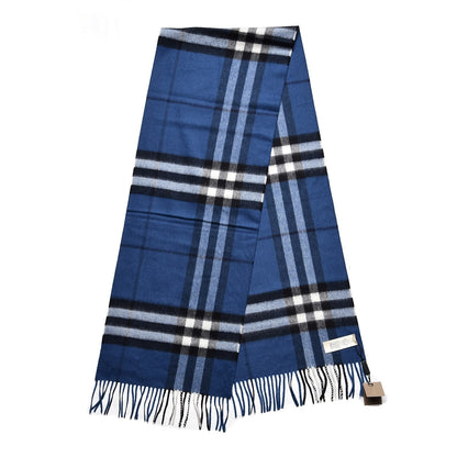 Burberry Cashmere Giant Check Fringe Scarf Cadet Blue 3 of 6