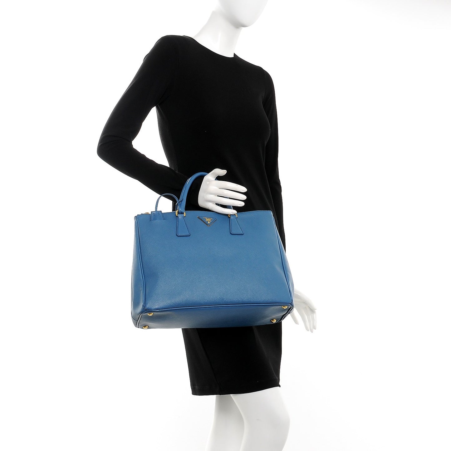 Saffiano Large Galleria Double Zip Tote Cobalto