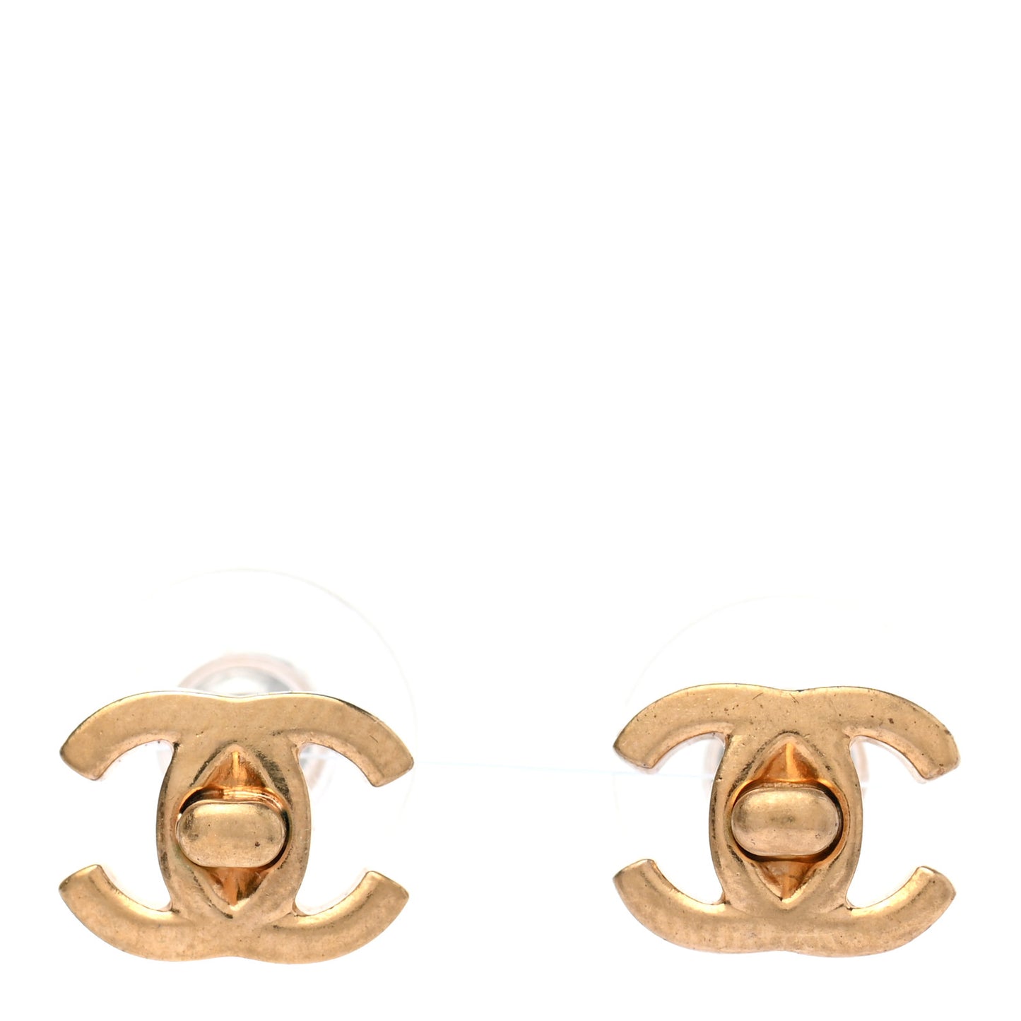 Metal CC Turnlock Earrings Gold