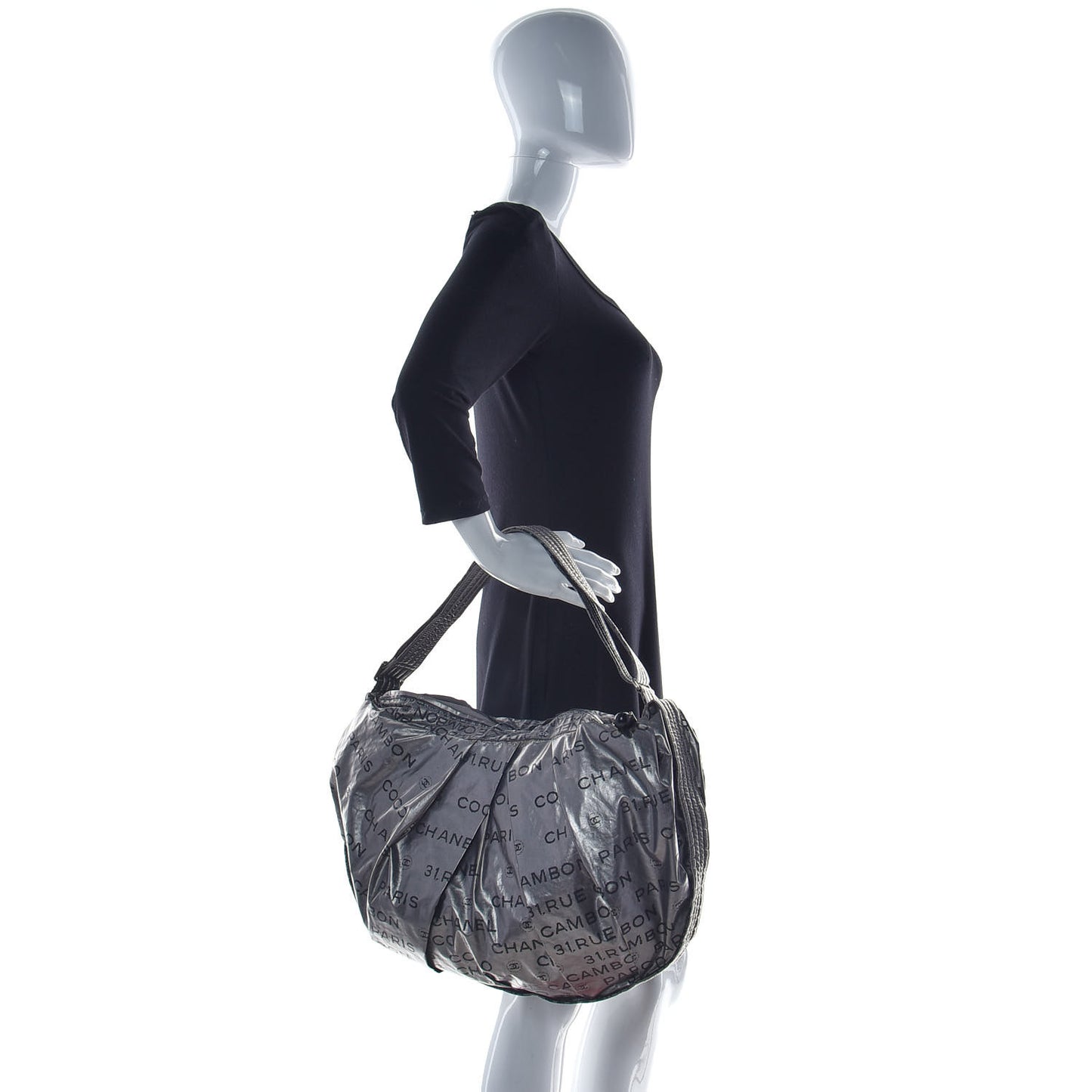 Metallic Coated Canvas Unlimited Ligne Shoulder Bag Silver