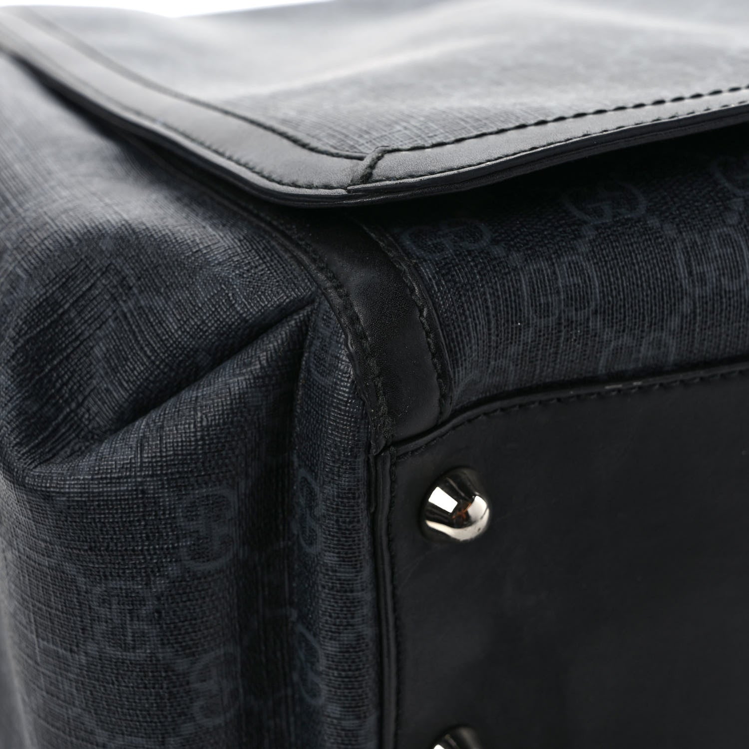 Gucci GG Supreme Monogram Web Messenger Diaper Bag Black Grey 10 of 13