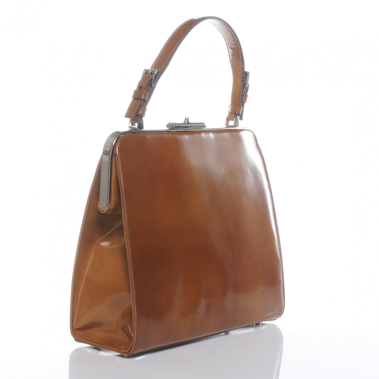 Prada Spazzolato Logo Print Framed Bag Ambra 3 of 7