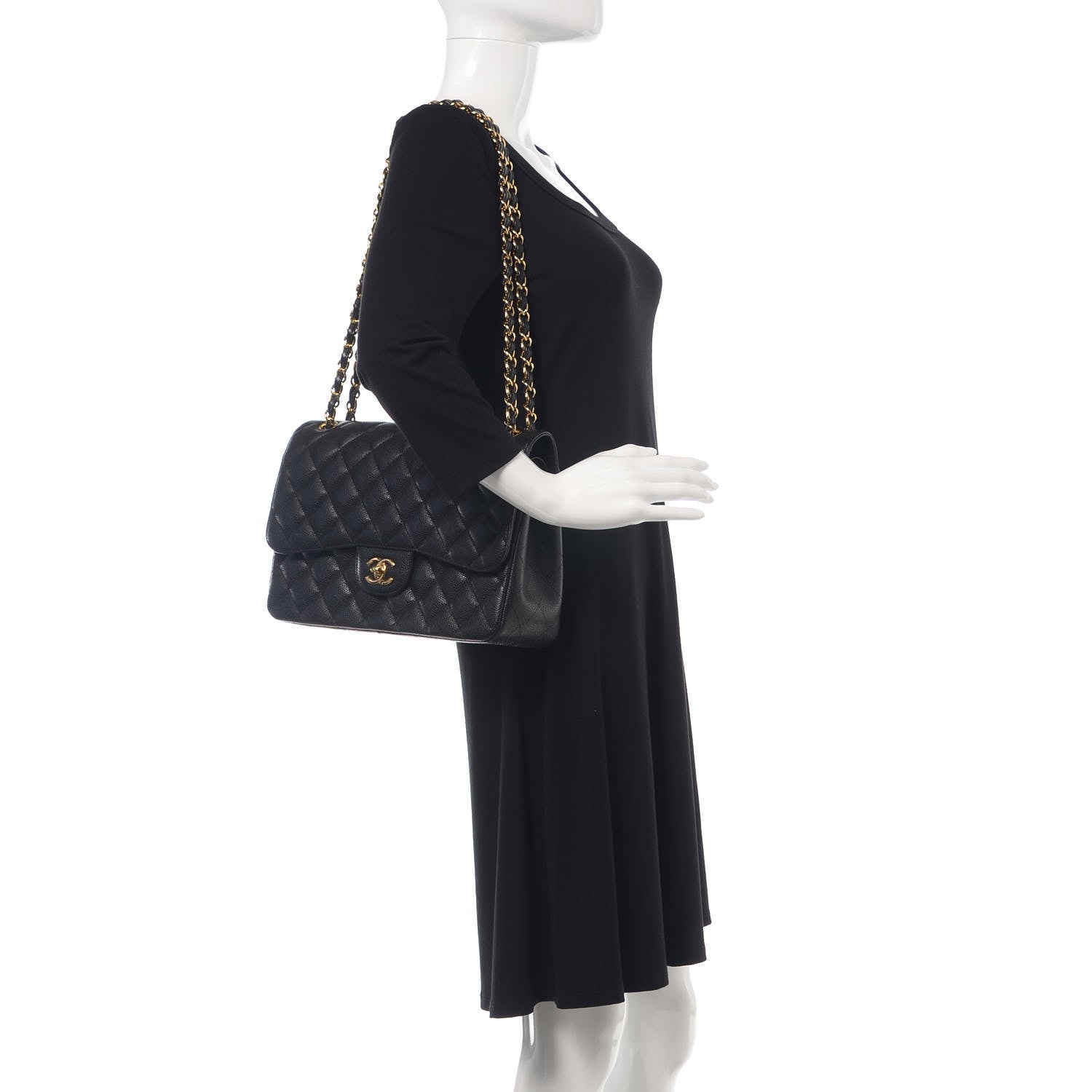 Chanel Caviar Quilted Jumbo Double Flap Black 2 of 11