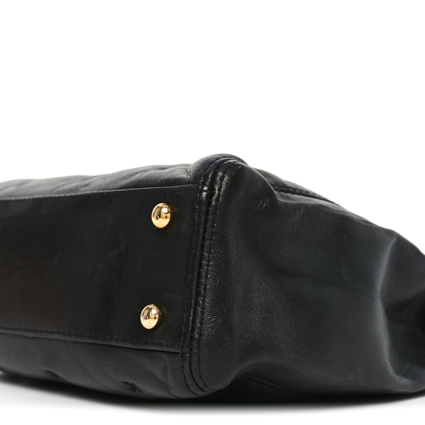 Lambskin Cross Stitch Shopper Tote Black