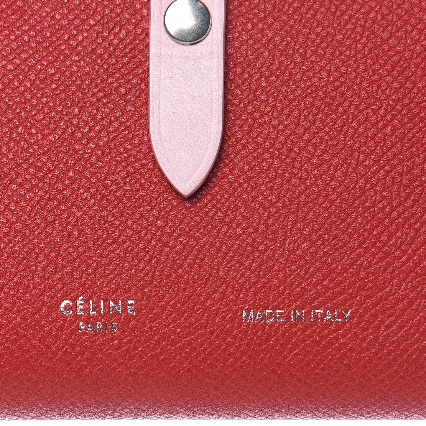 Grained Calfskin Medium Multifunction Strap Wallet Scarlet