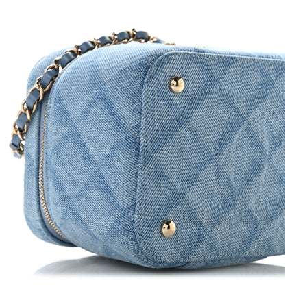 Chanel Denim Quilted Small CC Vanity Case Blue 9 of 12