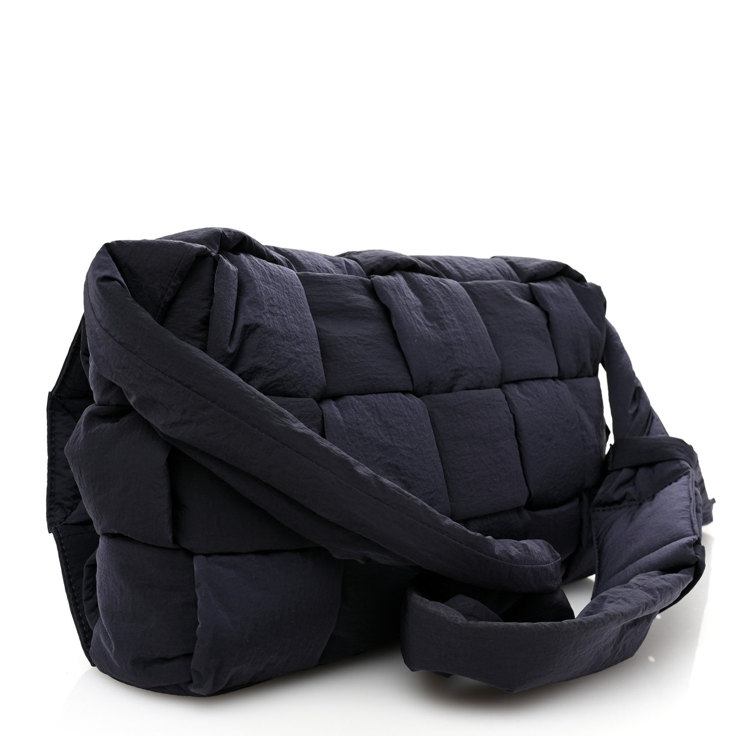 Nylon Intrecciato Padded Tech Maxi Cassette Bag Navy Blue