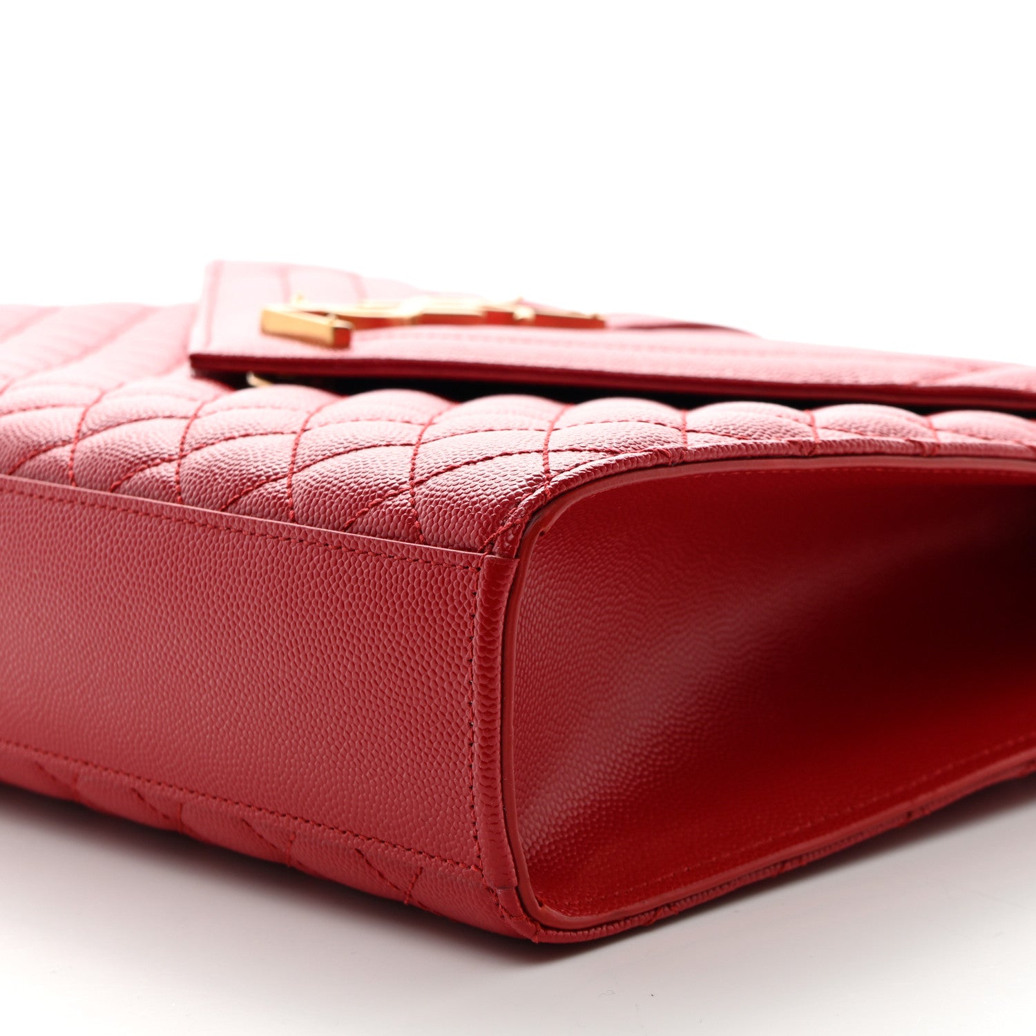 Saint Laurent Grain De Poudre Mixed Matelasse Large Triquilt Monogram Satchel New Red 11 of 11