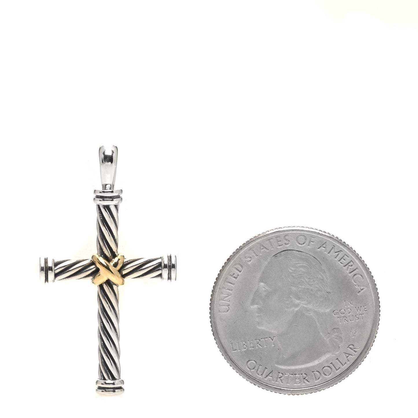 Sterling Silver 18K Yellow Gold 35mm Mens X Cross Pendant
