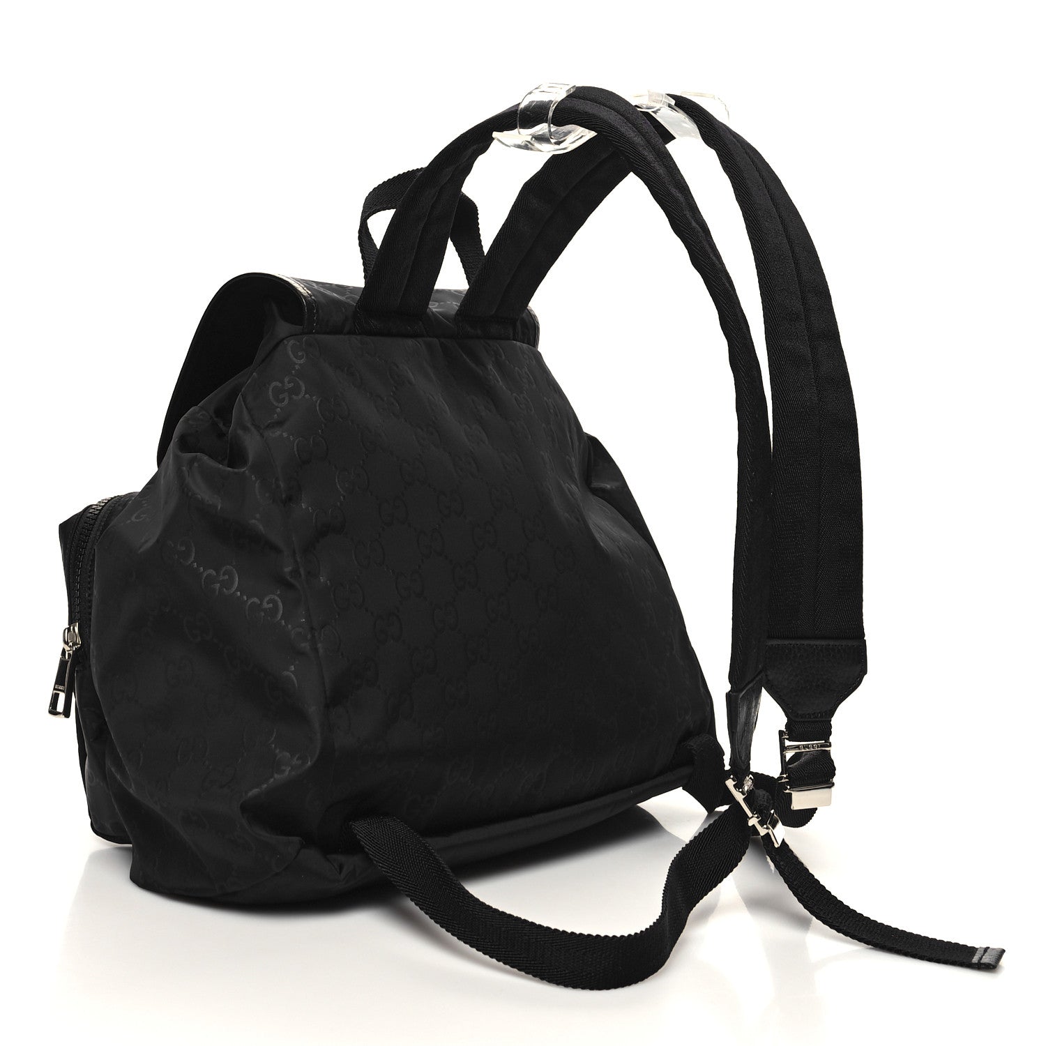Gucci Nylon Monogram Medium Light Single Buckle Backpack Black 3 of 10