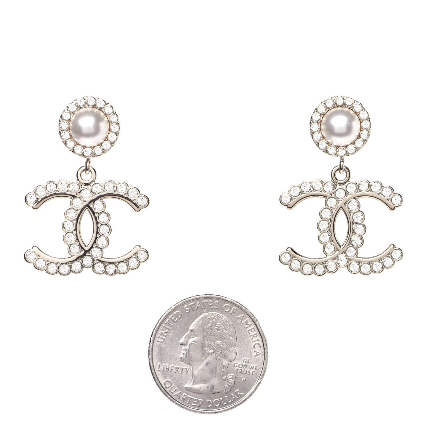 Crystal Pearl Bow-tiful CC Drop Earrings Gold