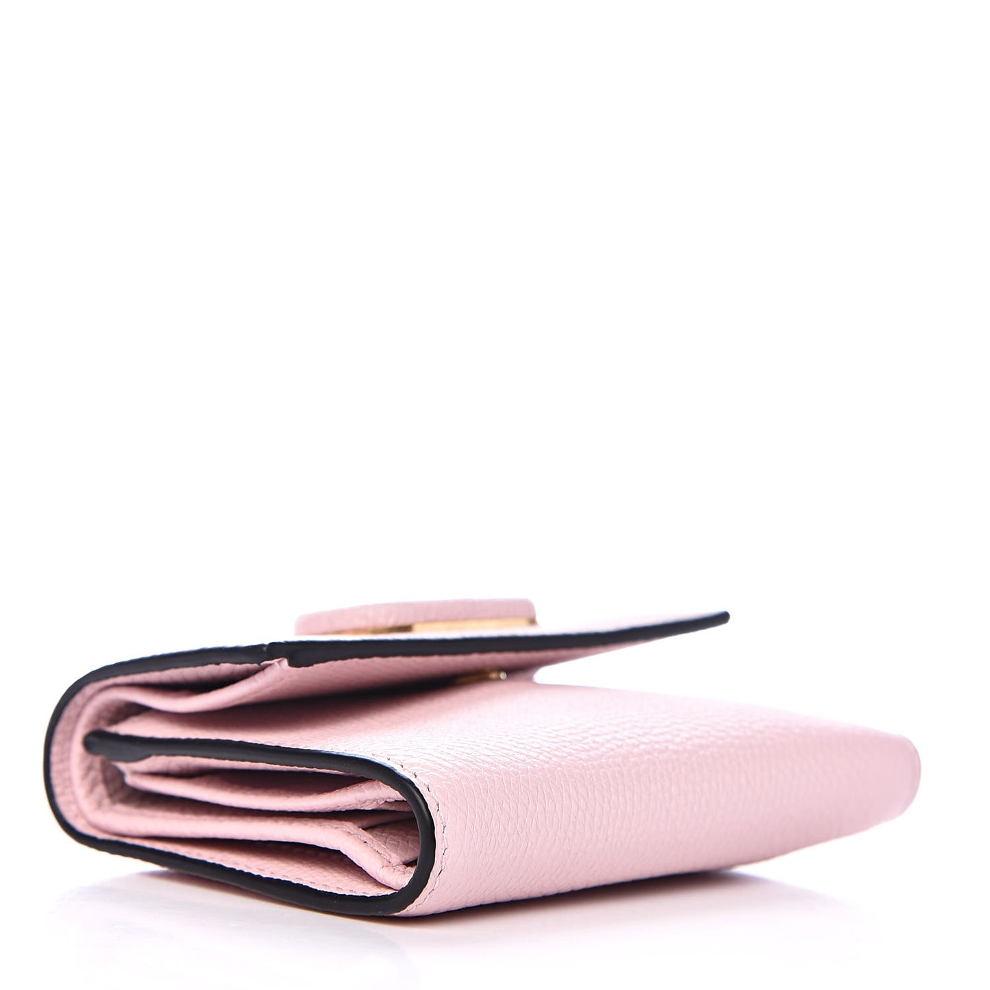 Grainy Calfskin VSling Compact Wallet Water Rose