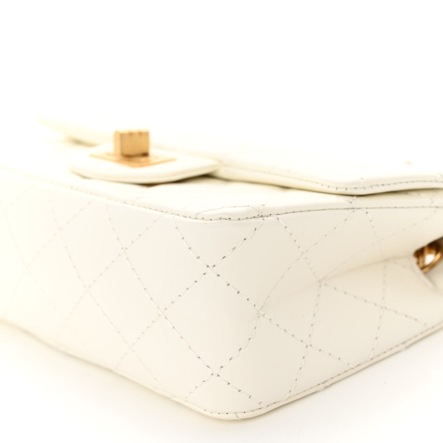 Aged Calfskin Quilted 2.55 Reissue Mini Flap White