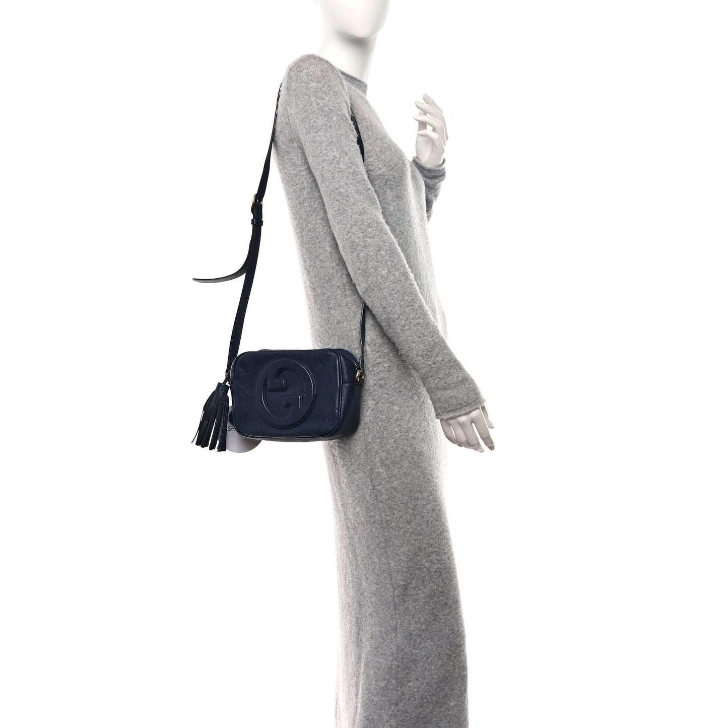 Sakai Be Green Calfskin Diagonal Stitched Small Blondie Shoulder Bag Blue Agata