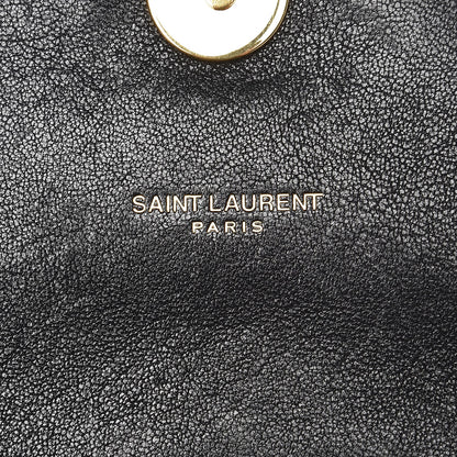 Saint Laurent Sheepskin Matelasse Chevron Monogram Medium College Bag Black 6 of 9