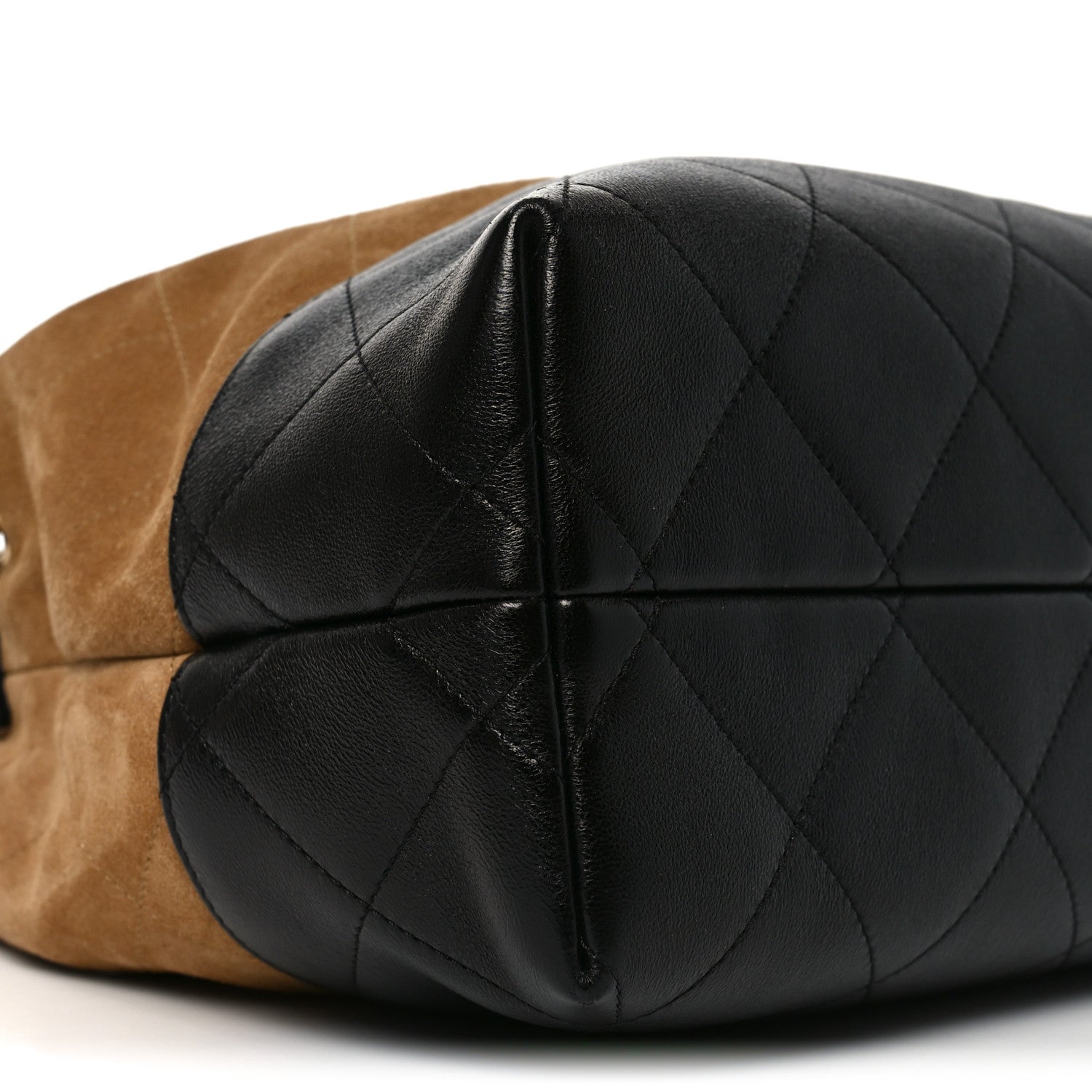 Chanel Suede Calfskin Shiny Lambskin Quilted Small Coco Base Shopping Bag Beige Black 9 of 10