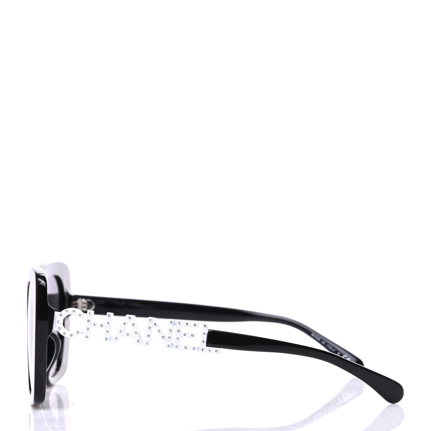 Acetate Strass Square Sunglasses 5422-B-A Black White