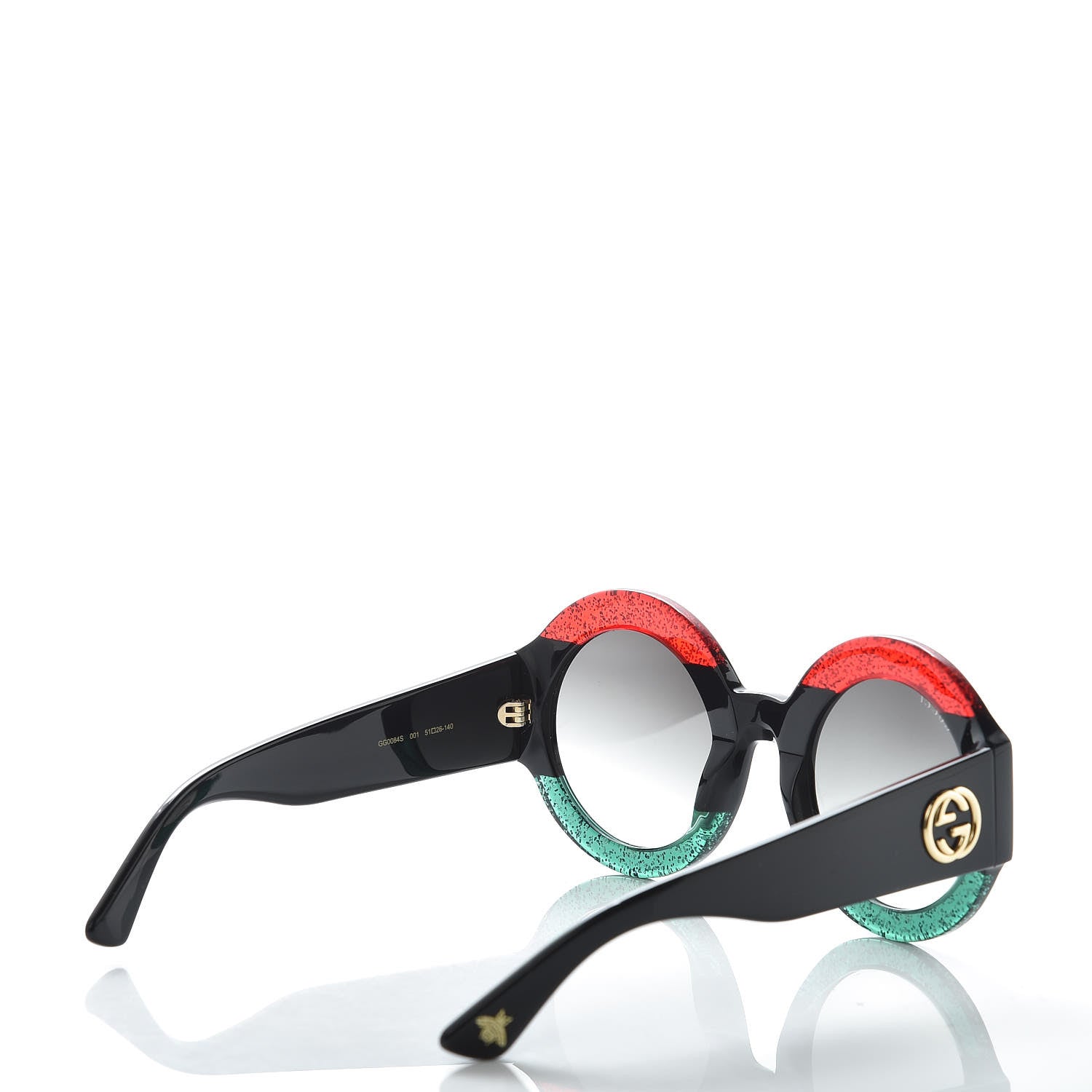 Gucci Acetate Round GG0084S Sunglasses Black Red Green 4 of 7