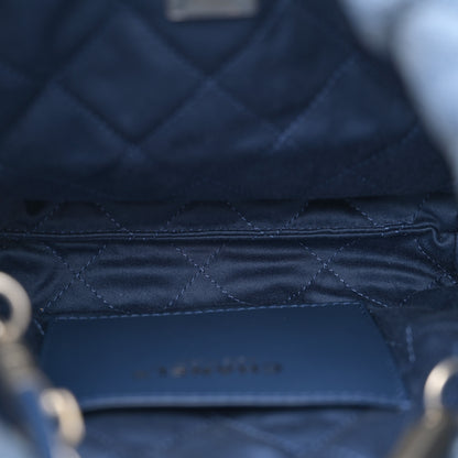 Chanel Washed Denim Quilted Studded Mini Chanel 22 Blue 5 of 11