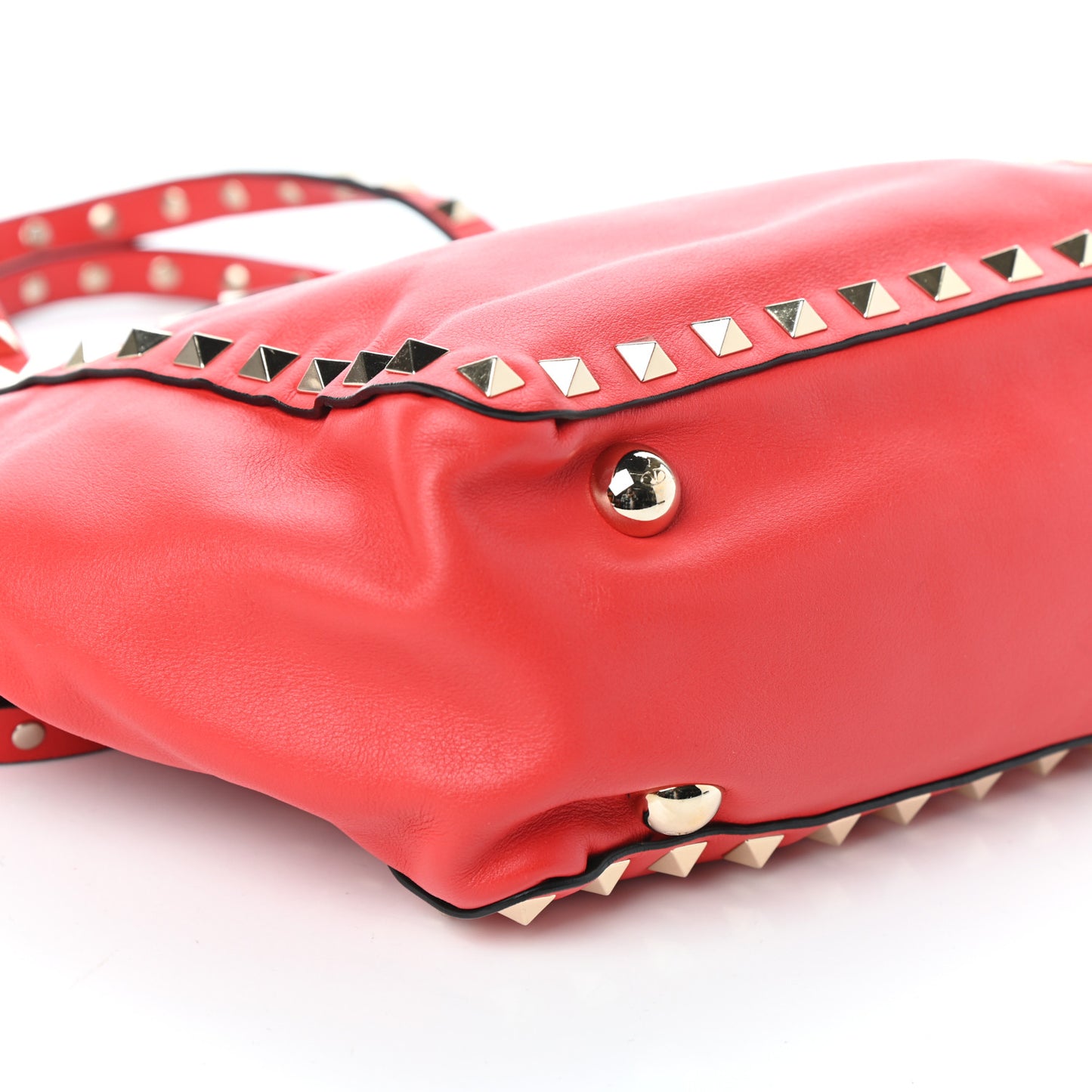 Vitello Mini Rockstud Tote Deep Orange