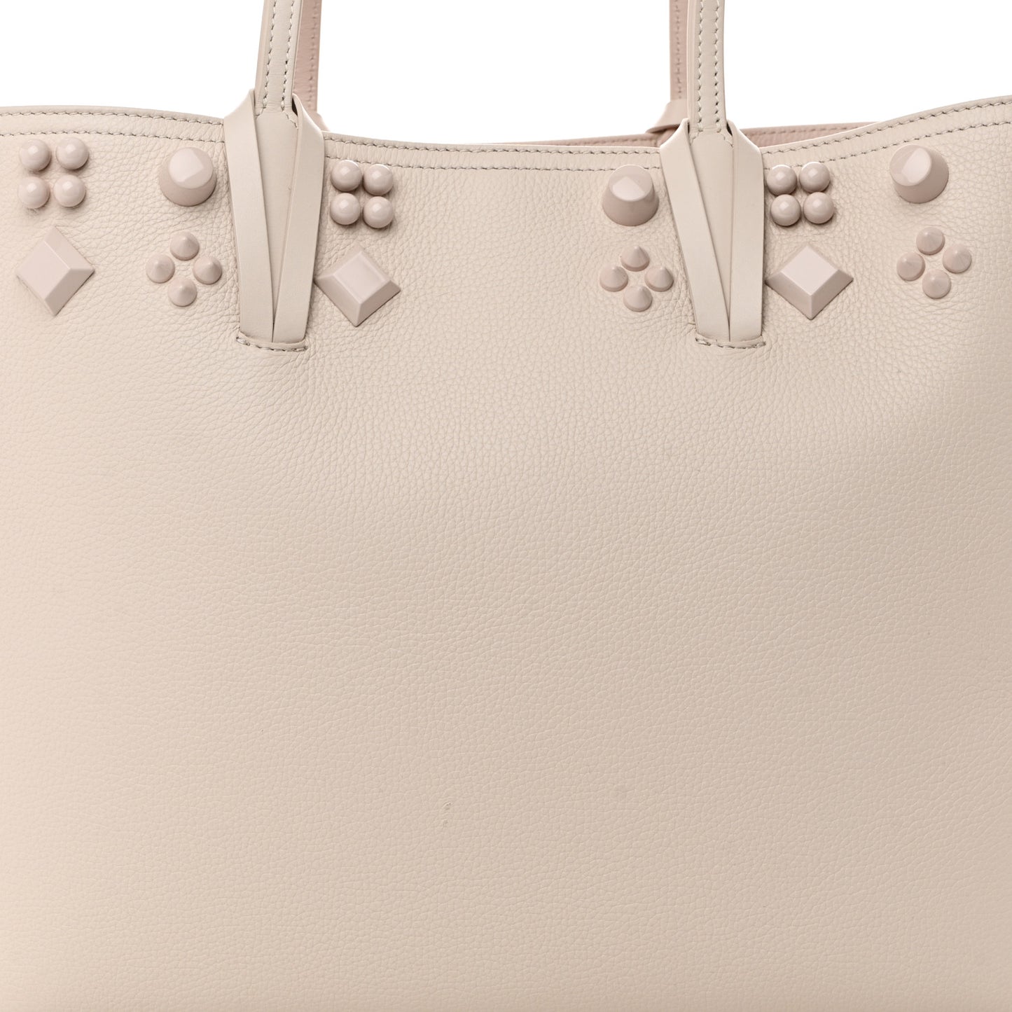 Calfskin Empire Spike Studded East West Cabata Tote Leche