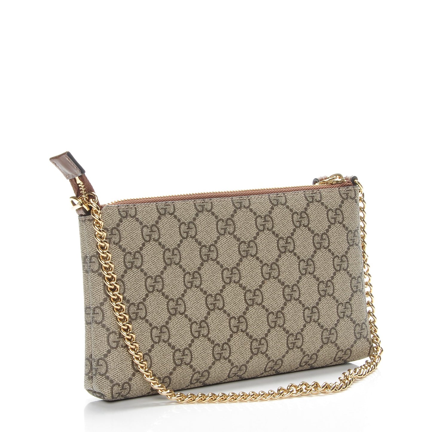 GG Supreme Monogram Wrist Wallet Brown