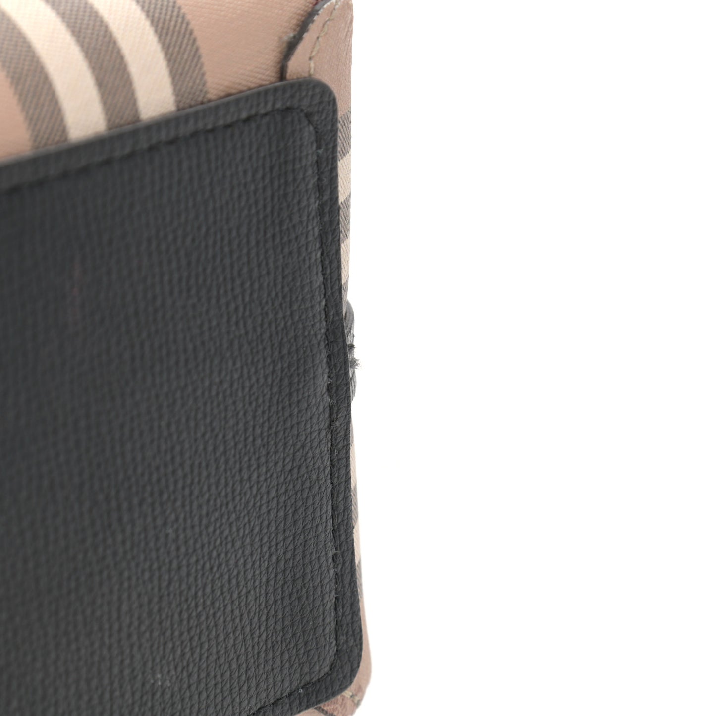 Grainy Calfskin Haymarket Check Medium Reversible Tote Black