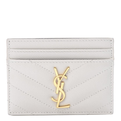 Saint Laurent Grain De Poudre Matelasse Chevron Monogram Credit Card Case Blanc Vintage 1 of 8