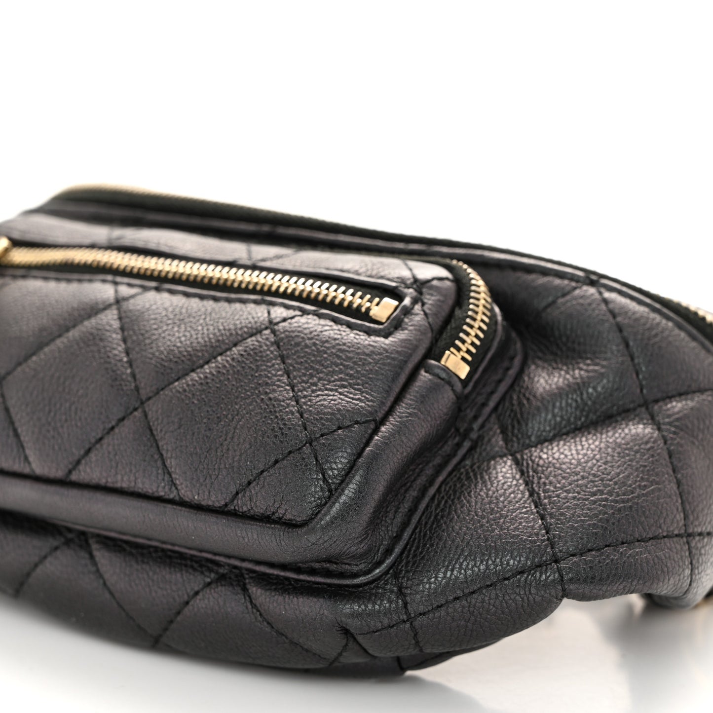 Iridescent Calfskin Quilted All About Waist Belt Bag Black