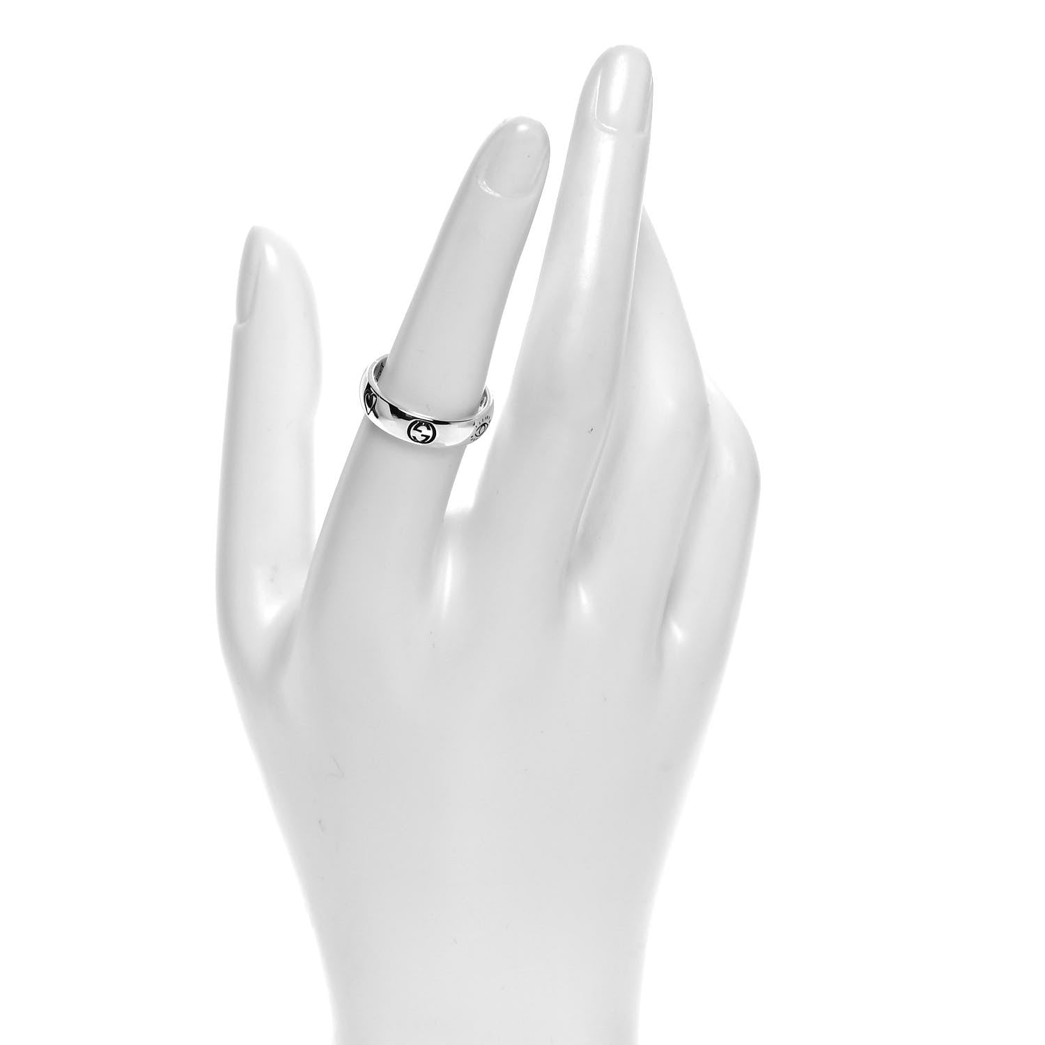 Gucci Sterling Silver Blind for Love Band Ring 54 7 2 of 5