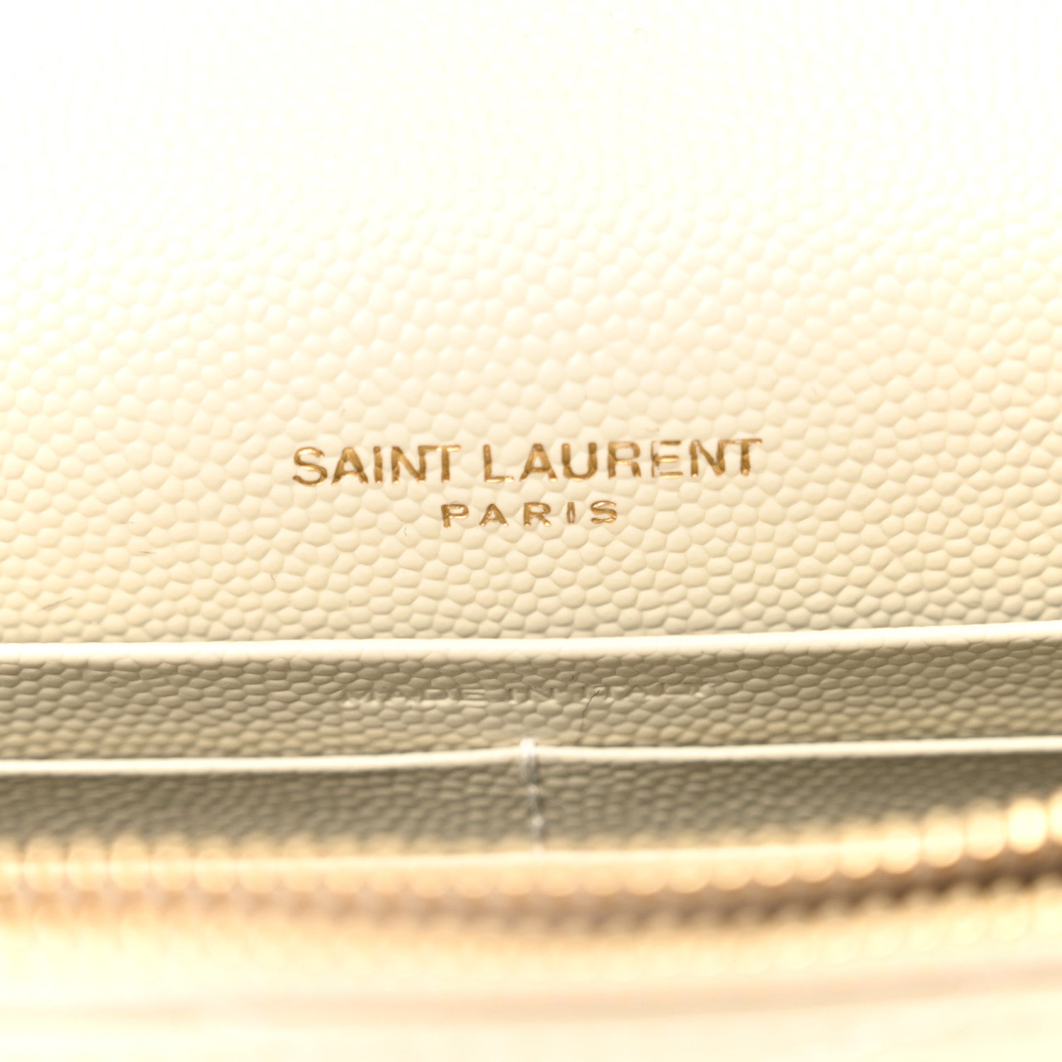 Saint Laurent Grain De Poudre Matelasse Chevron Monogram Envelope Chain Wallet Crema Soft 6 of 11