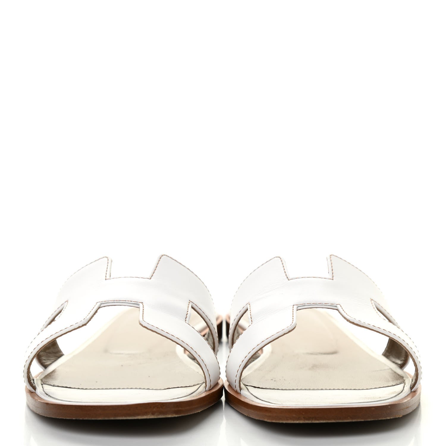 Hermes Box Calfskin Oran Sandals 39.5 White 2 of 14