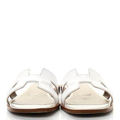 Hermes Box Calfskin Oran Sandals 39.5 White 2 of 14