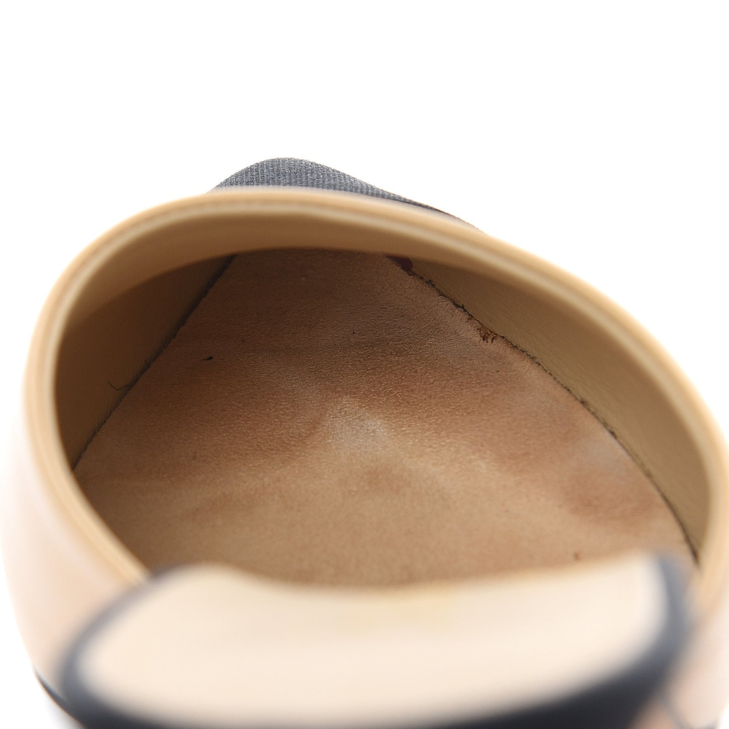 Goatskin Grosgrain Cap Toe Pearl Mule 36 Beige Black