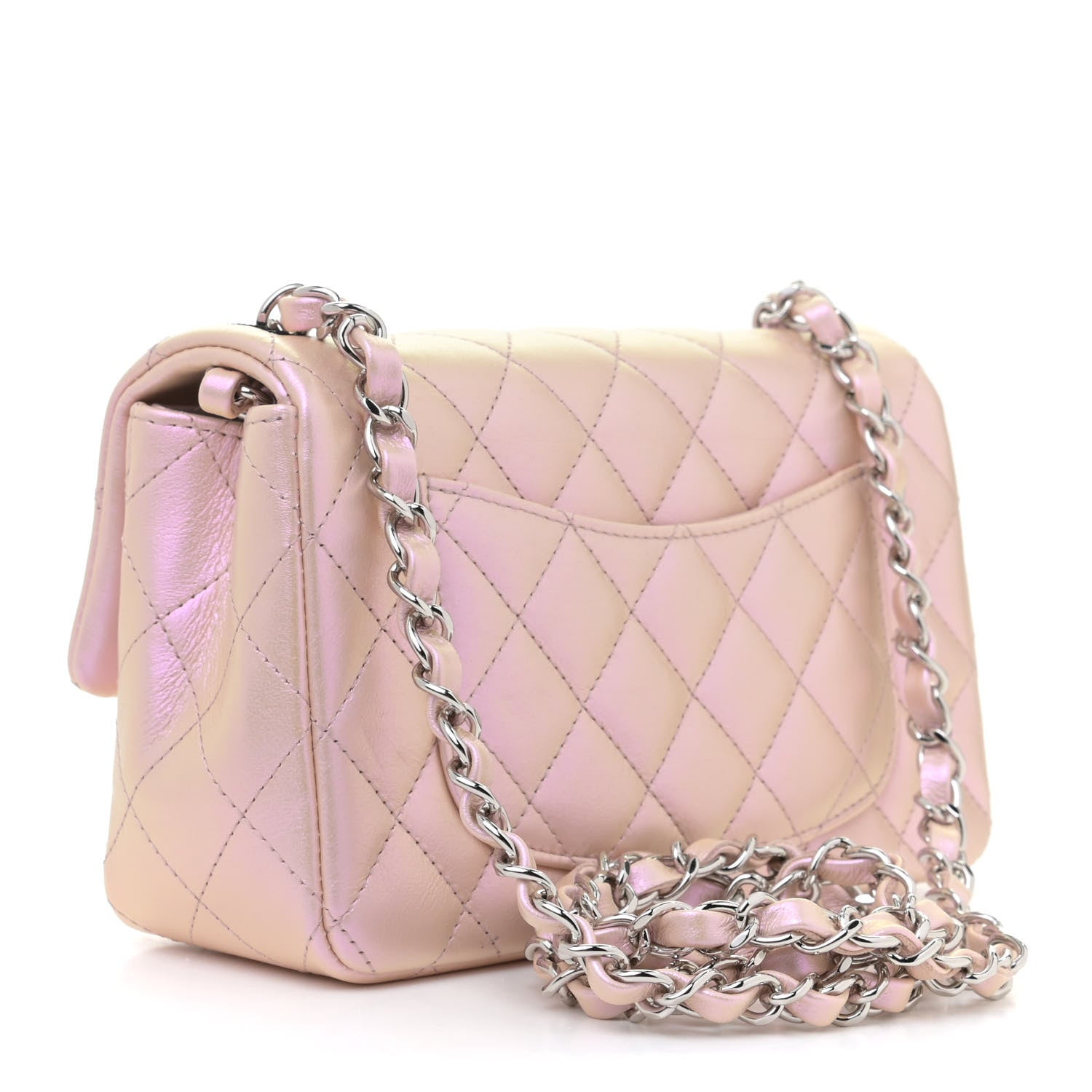 Chanel Iridescent Calfskin Quilted Mini Rectangular Flap Pink 3 of 11