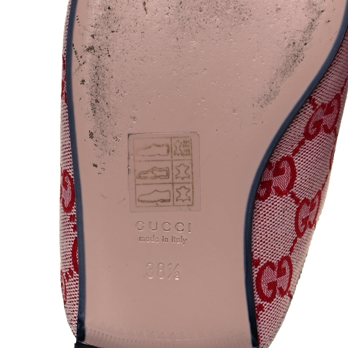 Canvas GG Monogram Horsebit Womens Princetown Slippers 38.5 Gardenia Hibiscus Red