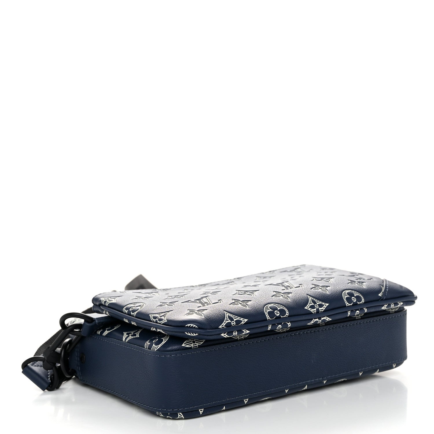 Louis Vuitton Calfskin Monogram Shadow Trio Messenger Navy White 4 of 9