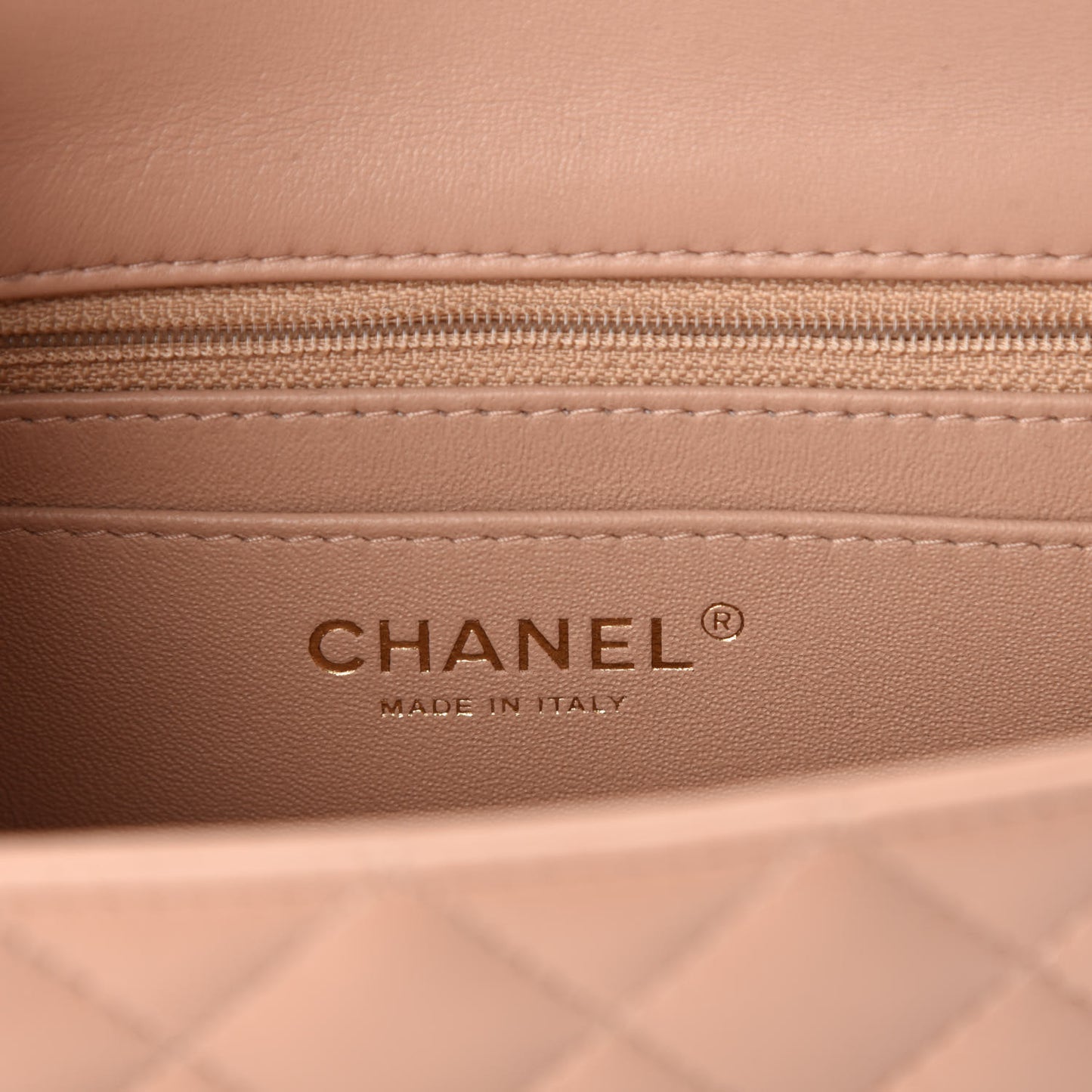 Lambskin Quilted Mini Rectangular Flap Beige
