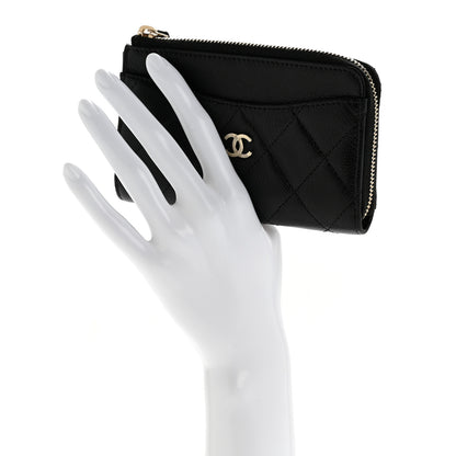 Chanel Caviar Quilted CC Zip Around Card Holder Black 2 of 8