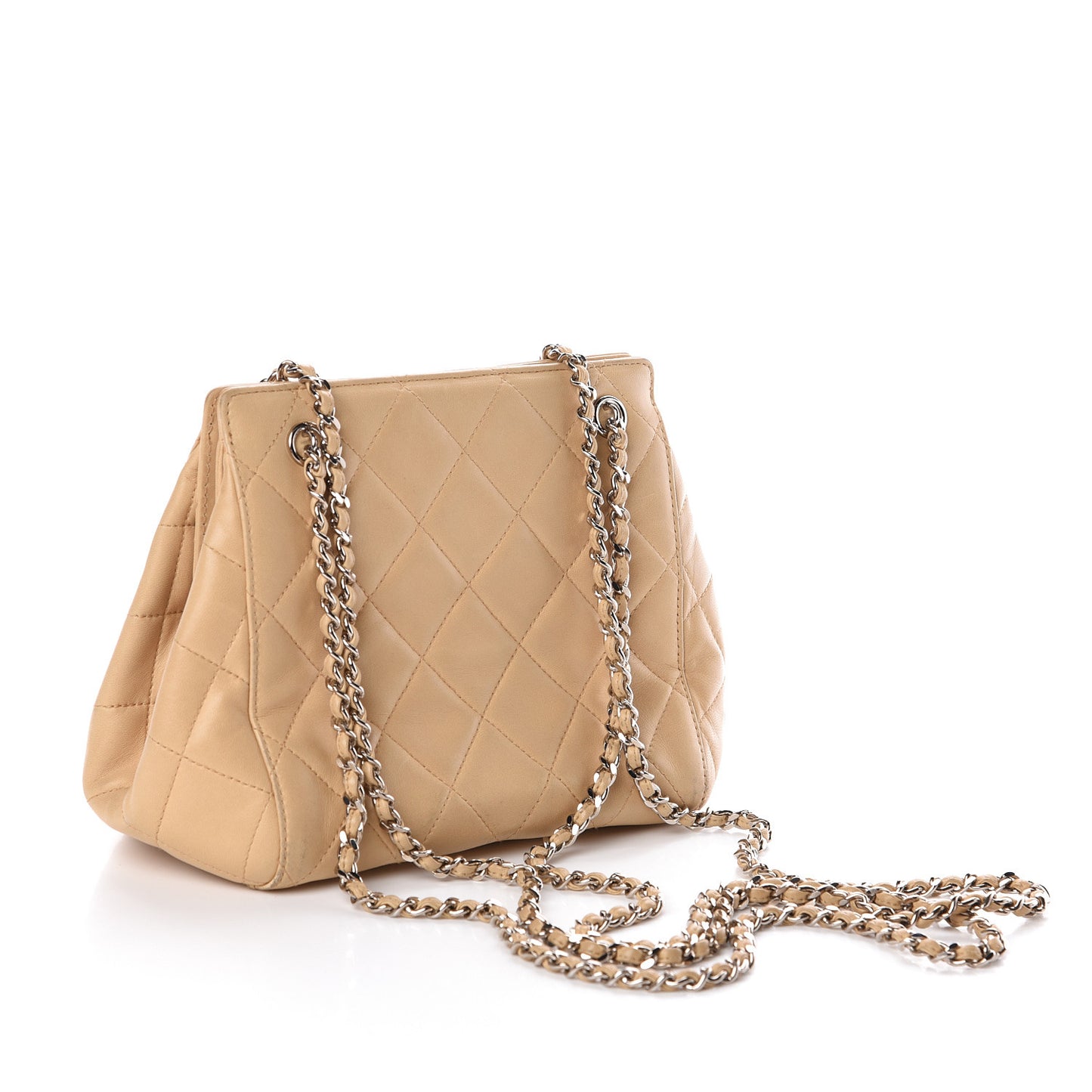 Lambskin Quilted Small Shoulder Bag Beige