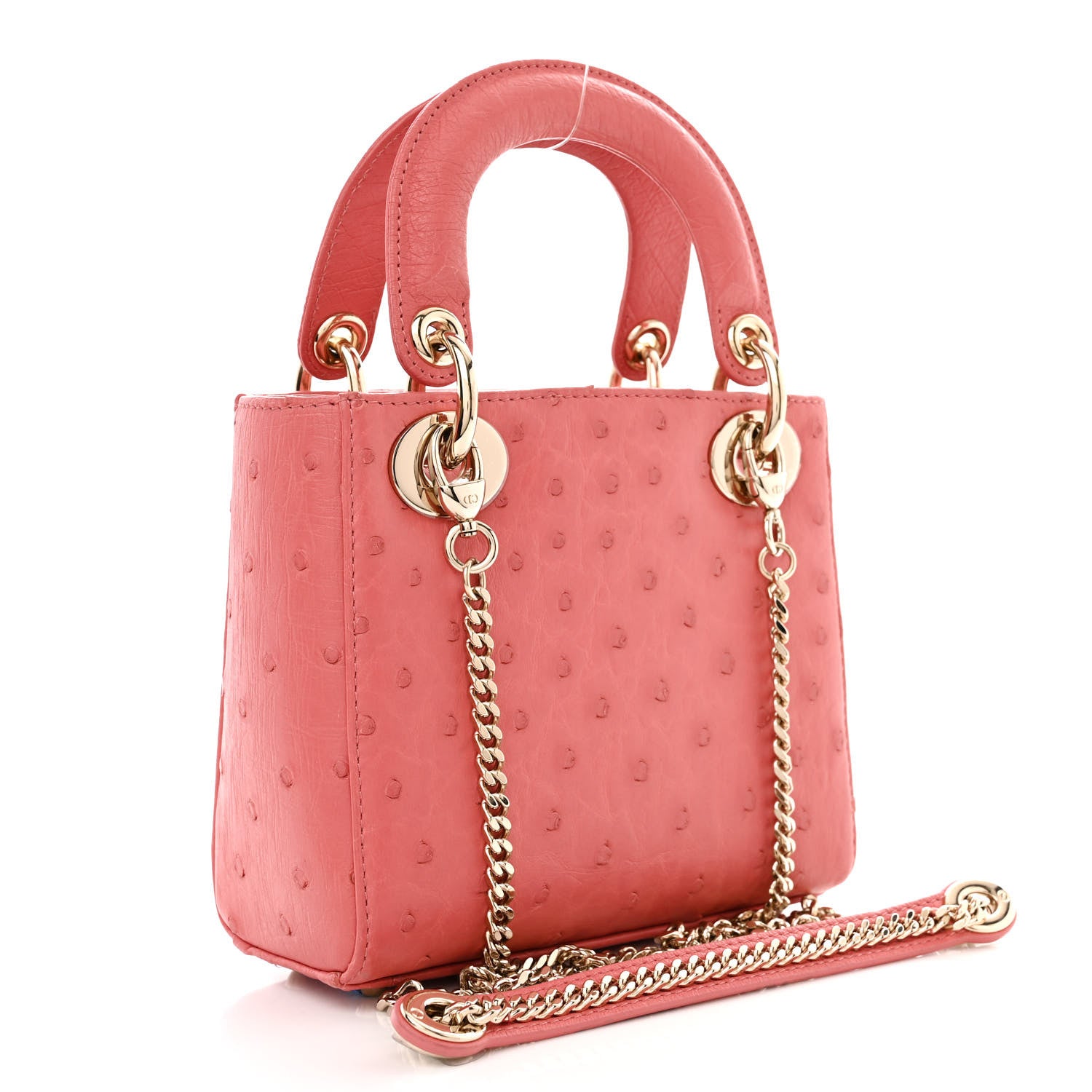 Christian Dior Ostrich Mini Lady Dior Pink 3 of 10