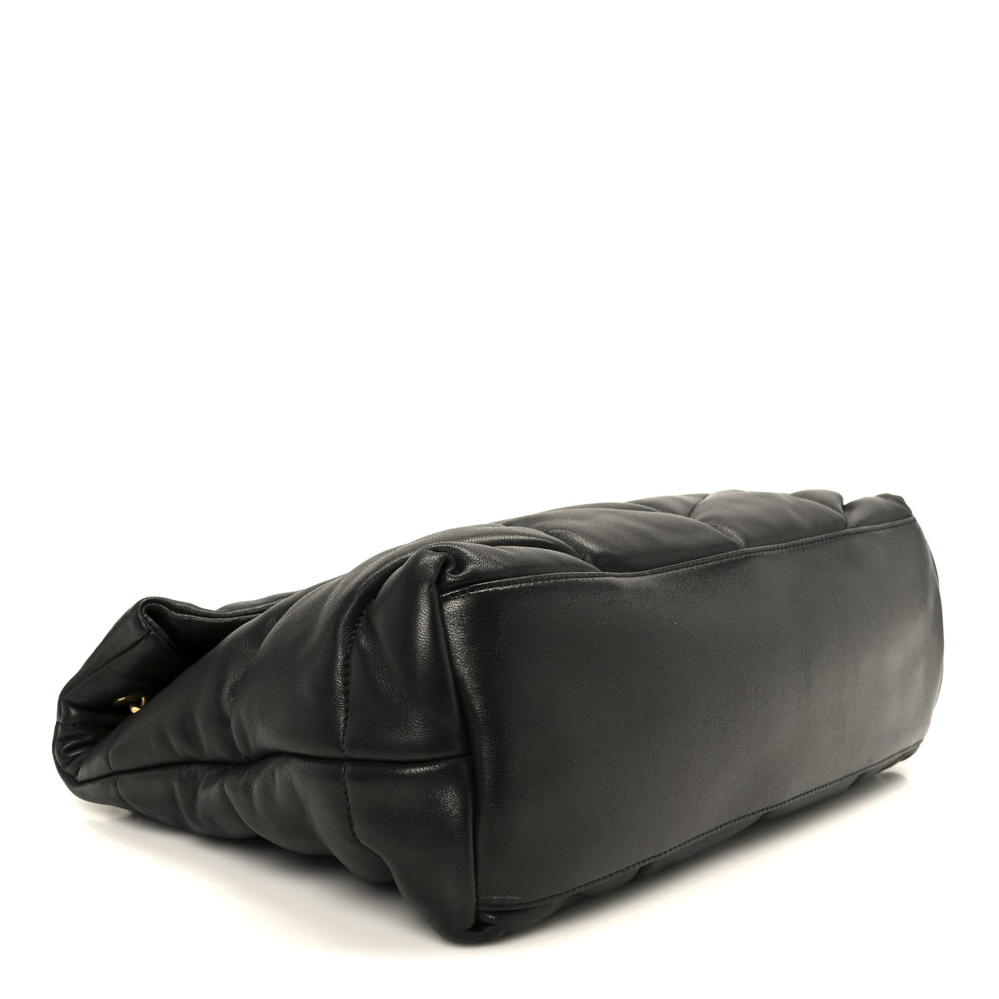 Lambskin Quilted Medium Loulou Puffer Monogram Chain Satchel Black