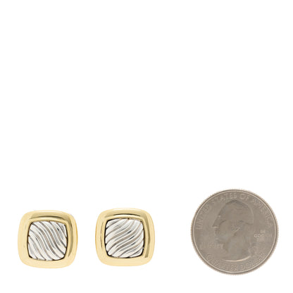 David Yurman Sterling Silver 18K Yellow Gold Sculpted Square Cable Earrings 2 of 4