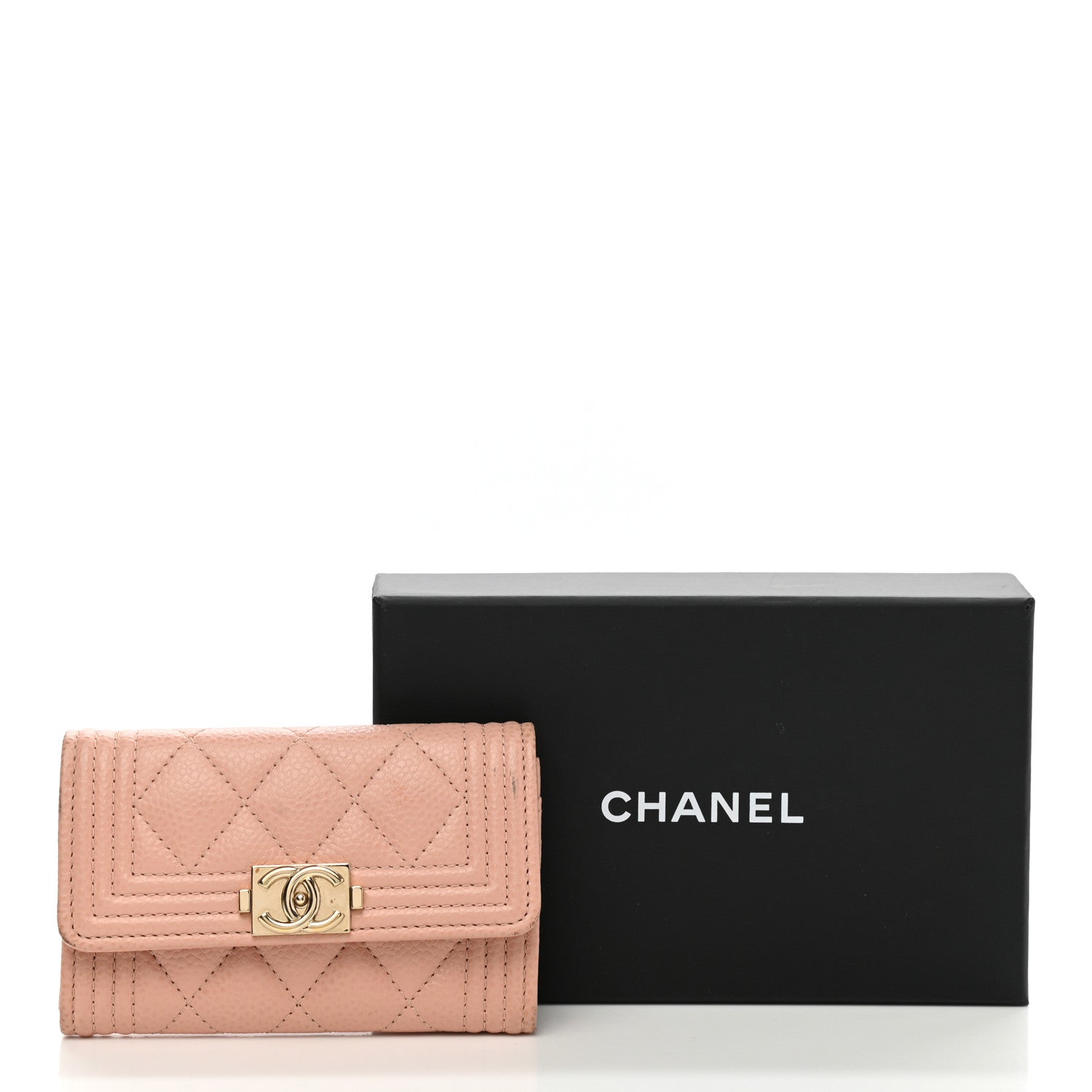 Chanel Caviar Quilted Boy Card Holder Wallet Light Pink 14 of 14