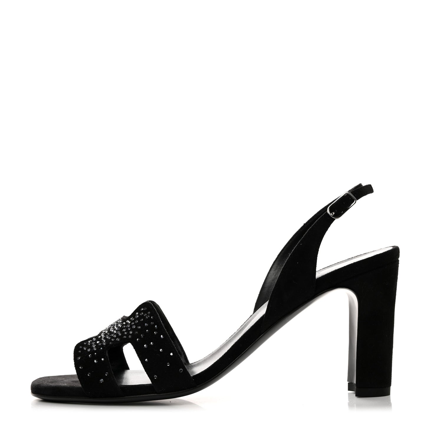 Suede Goatskin Crystal Eternite 80 Sandal 38.5 Black