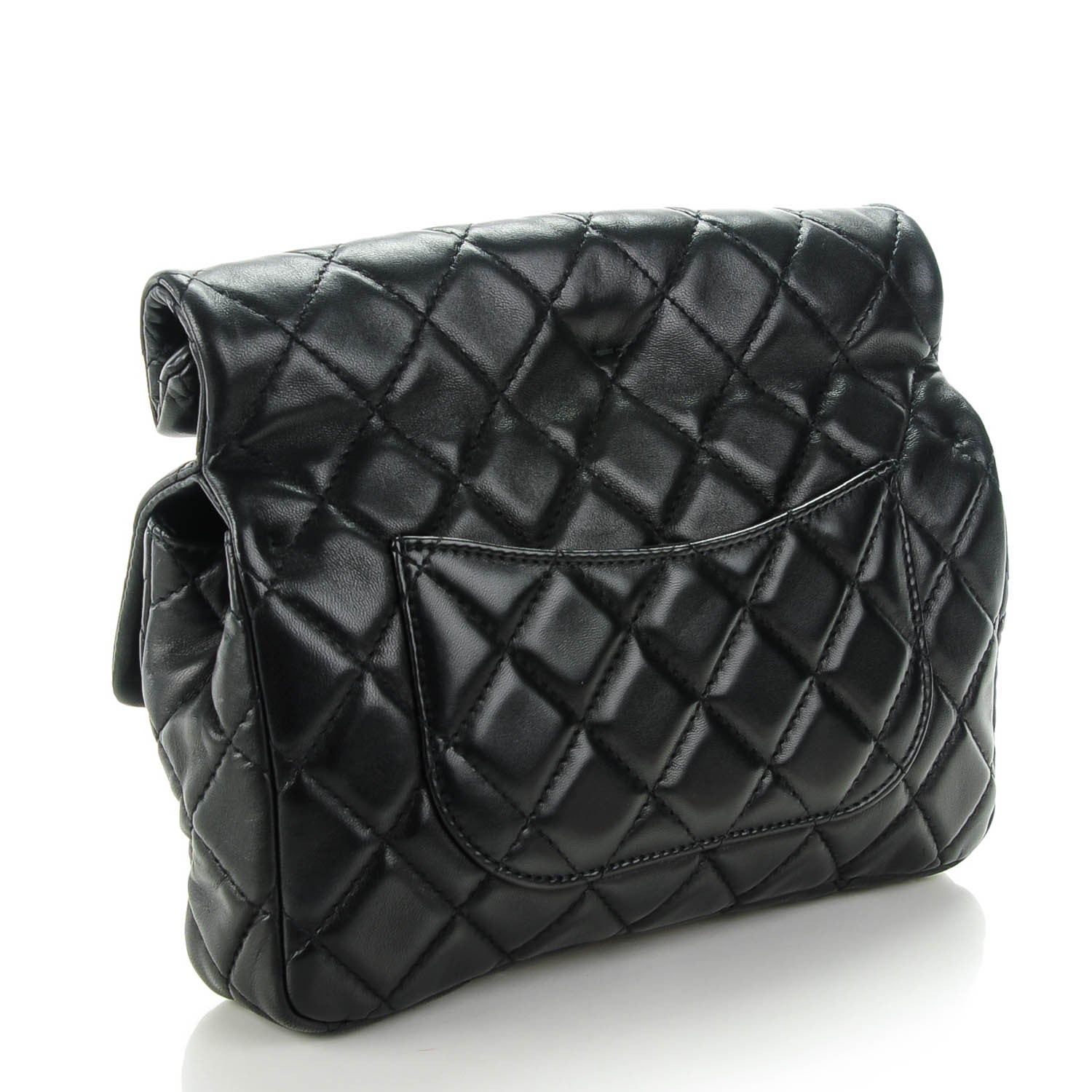 Chanel Lambskin Quilted Medium Roll Reissue Clutch Black 3 of 7